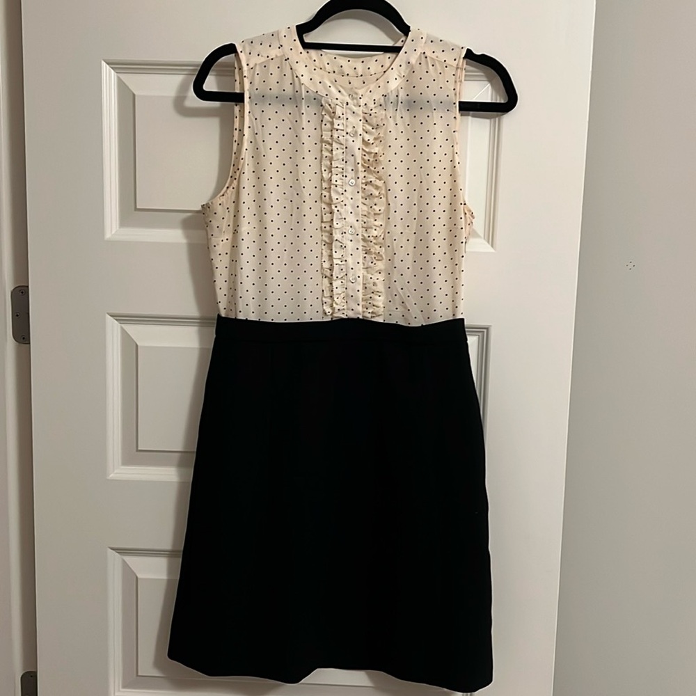 J Crew Polka Dot Mixed Media Dress